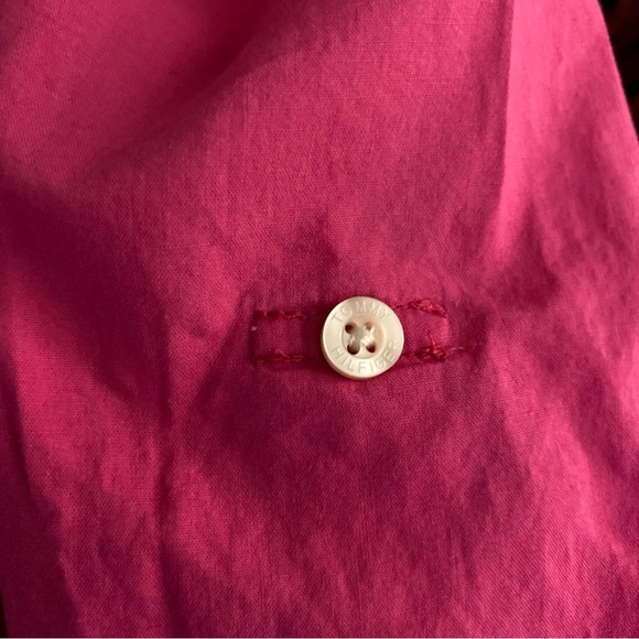 Tommy Hilfiger Women's L Button Down Shirt Tab Sleeve Barbiecore Preppy - Picture 6 of 9